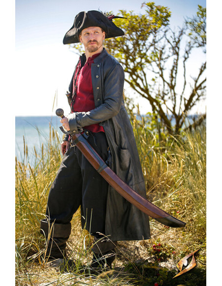 Curved sword sheath in leather, brown...