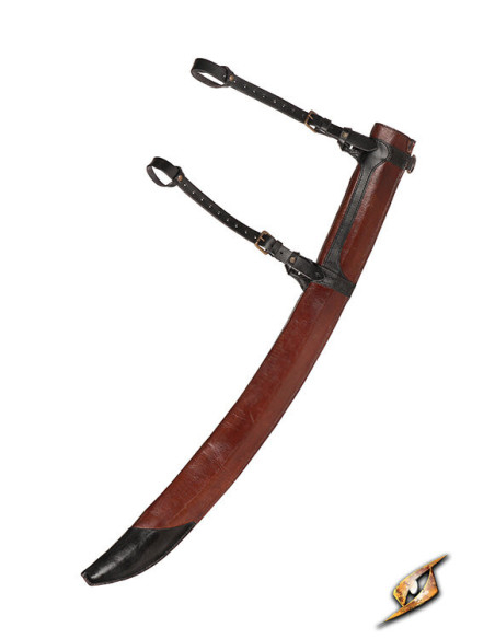 Curved sword sheath in leather, brown...