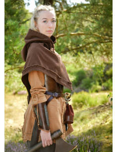 Medieval hood in cotton model Stig, brown color 2