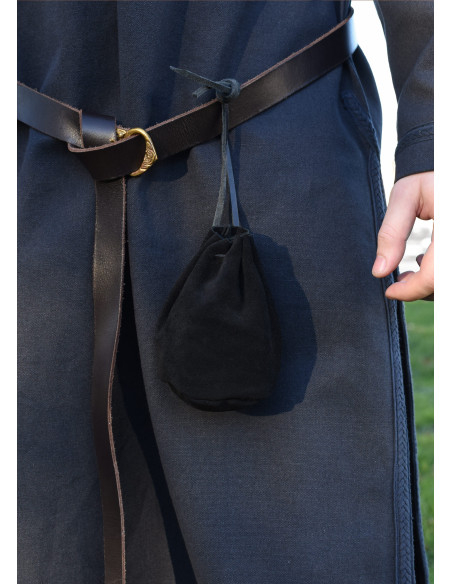 Large medieval leather money bag,...