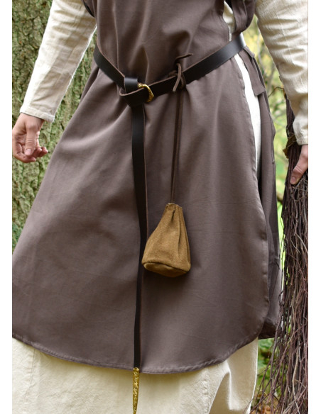 Large medieval leather coin purse...