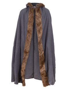 Medieval cape with hood in cotton model Aaron, gray color