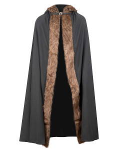 Medieval cape with hood in cotton model Aaron, green color