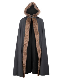 Medieval cape with hood in cotton model Aaron, green color 2