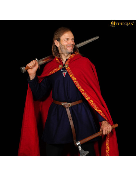 Medieval wool cape with decorated...