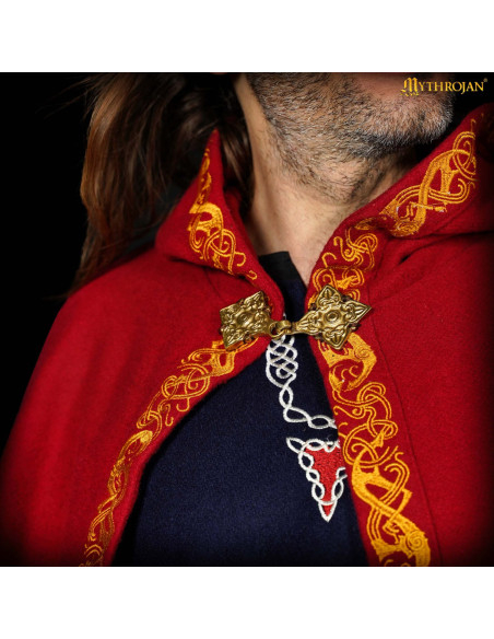 Medieval wool cape with decorated...