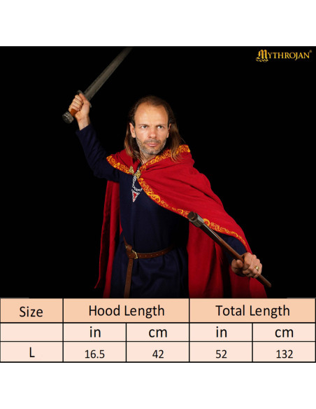 Medieval wool cape with decorated...