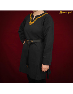 Viking tunic in cotton long sleeve with embroidered... 2