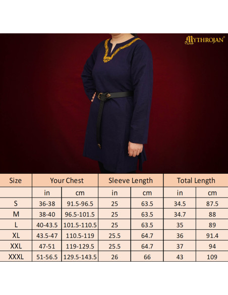 Viking tunic in cotton long sleeve...