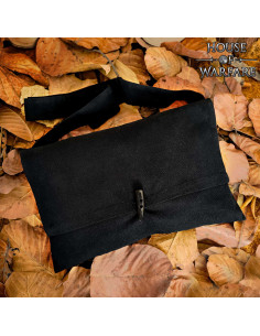 Medieval cotton bag with horn closure, black color