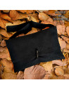 Medieval cotton bag with horn closure, black color