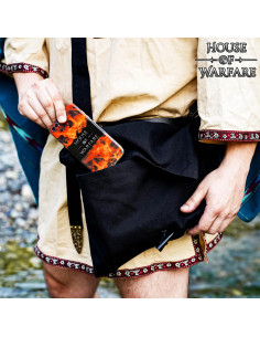 Medieval cotton bag with horn closure, black color 2