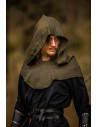 Medieval hood in linen model Mannix, green color