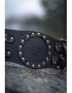 Medieval Celtic Belt in leather, Bedran model, dark brown... 2