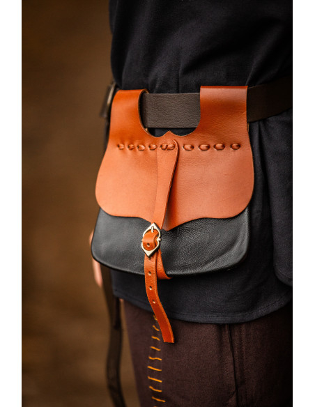Medieval leather waist bag model...