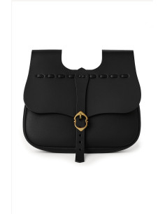 Medieval leather waist bag model Albrecht, black color 2