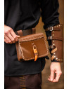 Medieval leather waist bag model Volmar, brown color