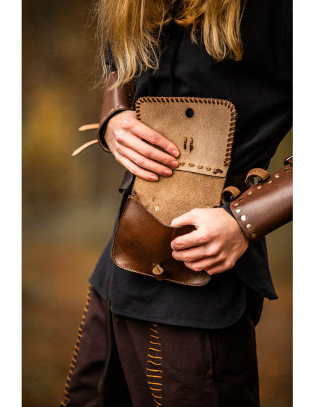 Medieval leather waist bag model...