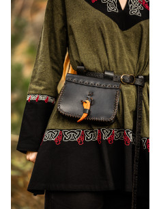 Medieval leather waist bag model Volmar, black color