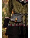 Medieval leather waist bag model Volmar, black color