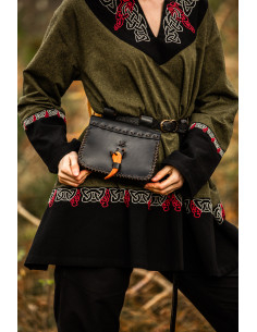 Medieval leather waist bag model Volmar, black color 2