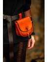 Medieval leather bag model Tilo, cognac color