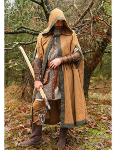 Medieval cotton cape model Theves, beige color