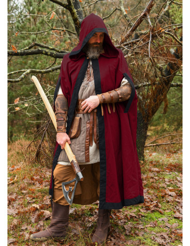 Medieval cotton cape model Theves, burgundy color