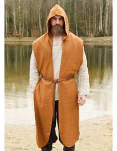 Medieval hooded scarf made of cotton, beige color 2