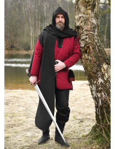 Medieval hooded scarf made of cotton, black color