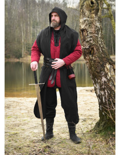 Medieval hooded scarf made of cotton, black color 2