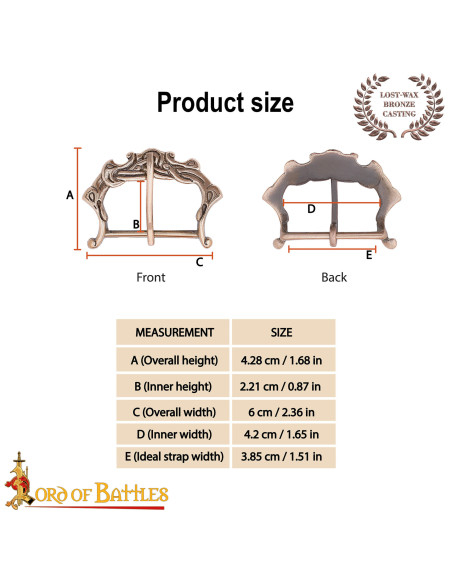 Nordic bronze buckle with an aged finish