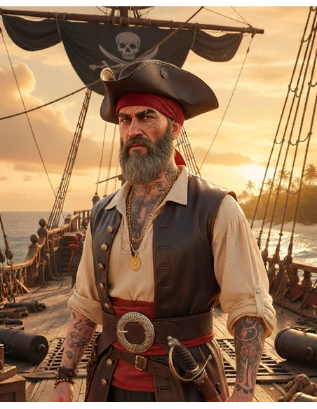 Pirate Tricorn Hat in Dark Brown Leather