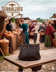 Medieval Sancho Bag in dark brown with Celtic knots 2