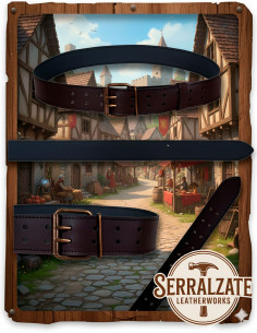 Medieval Horacio Belt with Double Buckle, Dark Brown 2