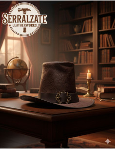 Dark Wizard Leather Hat Deluxe, brown color