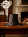 Dark wizard hat in smooth leather, brown color