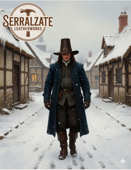 Dark wizard hat in smooth leather,...