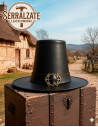 Dark wizard hat in smooth leather, black color
