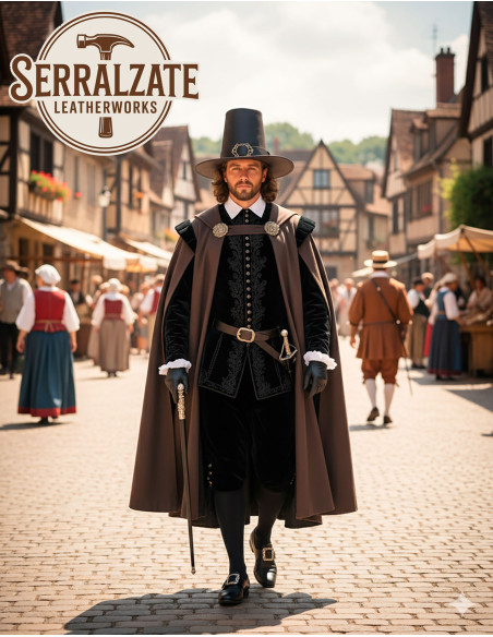 Dark wizard hat in smooth leather,...