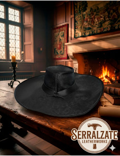 Medieval leather hat Deluxe model Alatriste, black color 2