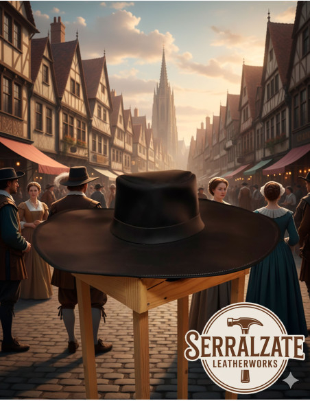 Medieval leather hat model Alatriste,...