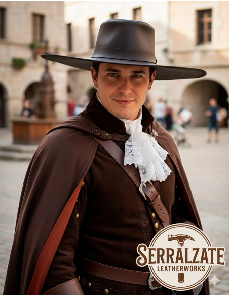 Medieval leather hat model Alatriste,...