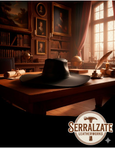 Medieval leather hat model Alatriste, black 2