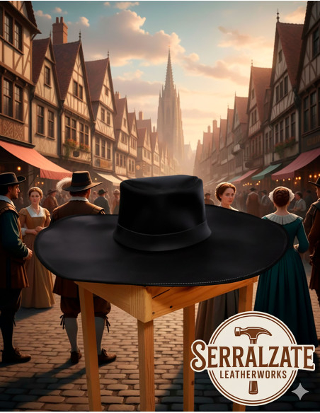 Medieval leather hat model Alatriste,...