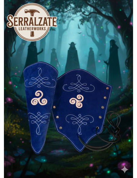 Blue suede leather archery bracelets,...