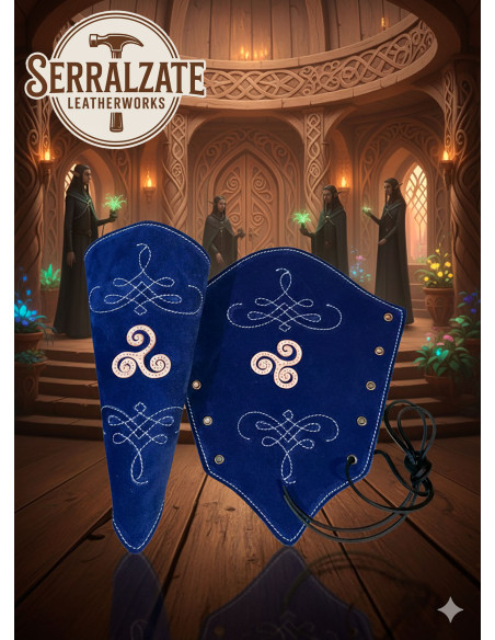 Blue suede leather archery bracelets,...