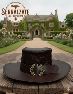 Medieval leather hat Deluxe model Hidalgo, brown color