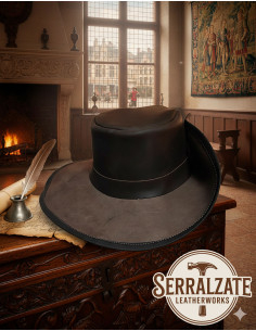 Medieval leather hat Flanders model, brown color