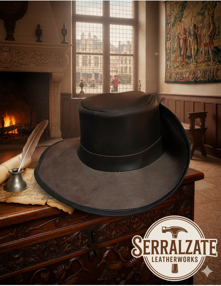 Medieval leather hat Flanders model,...